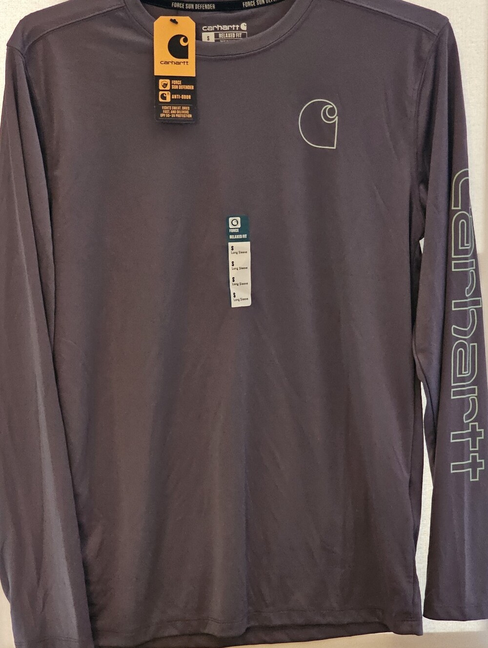 Carhartt Force Sun Defender Long Sleeve T-Shirt Gray Mens Small